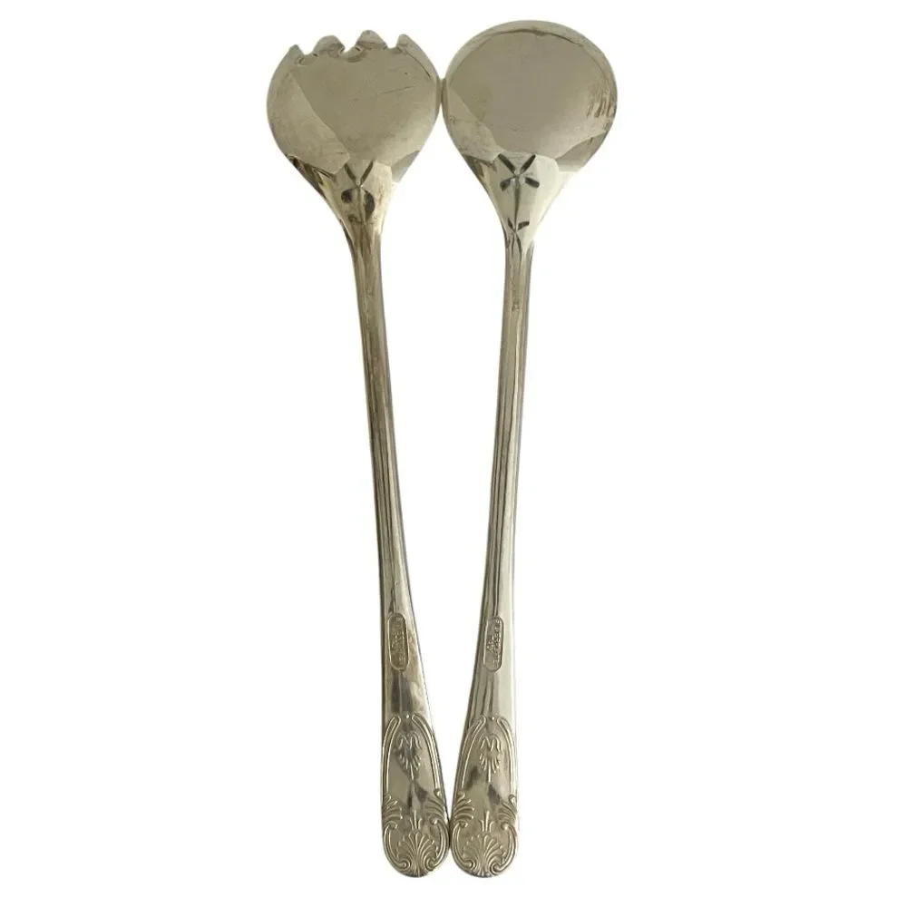 Vintage Silver Plate Salad Serving Utensils Set 9